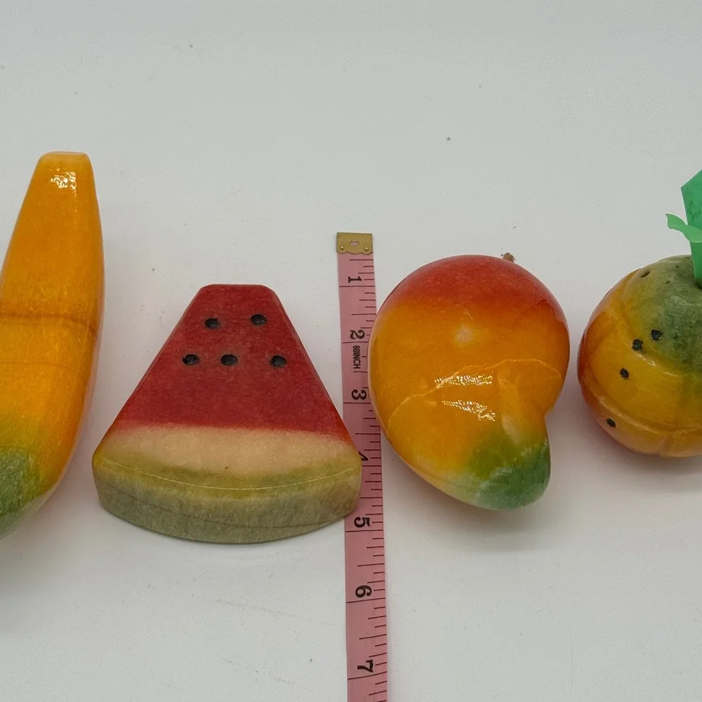 Vtg Italian Alabaster Stone Fruit Set Banana Watermelon Mango Pineapple Italy